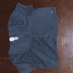 Cap Sleeve Cropped Black Savage X Fenty Stretch Button Down Top Size L